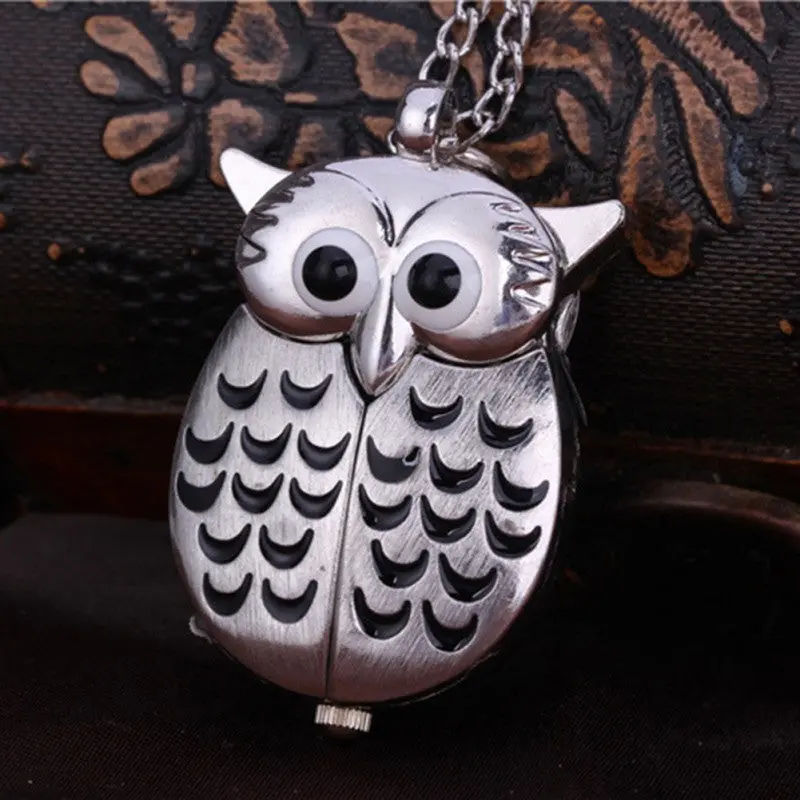 Fashion Jewelry Owl Necklace Pendant Chain Pocket Quartz Watch Analog Clock Py8 1