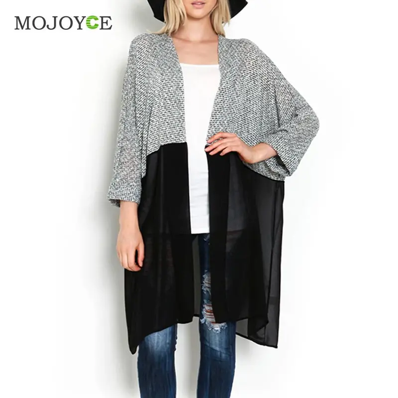 Fashion Knitted Kimono Cardigan Sweater Women Long Cardigan Oversized Sweater Chiffon Blouse Long Female Casual Cardigan Women 1