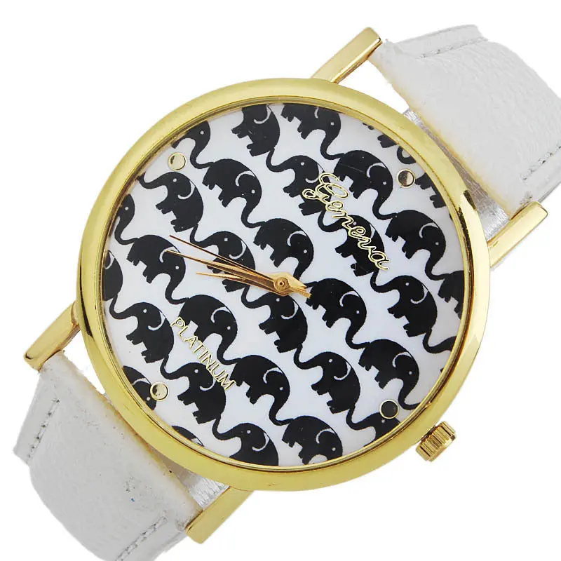 Fashion Ladies Women Quartz Boat Elephant Leather Wrist Watch 1