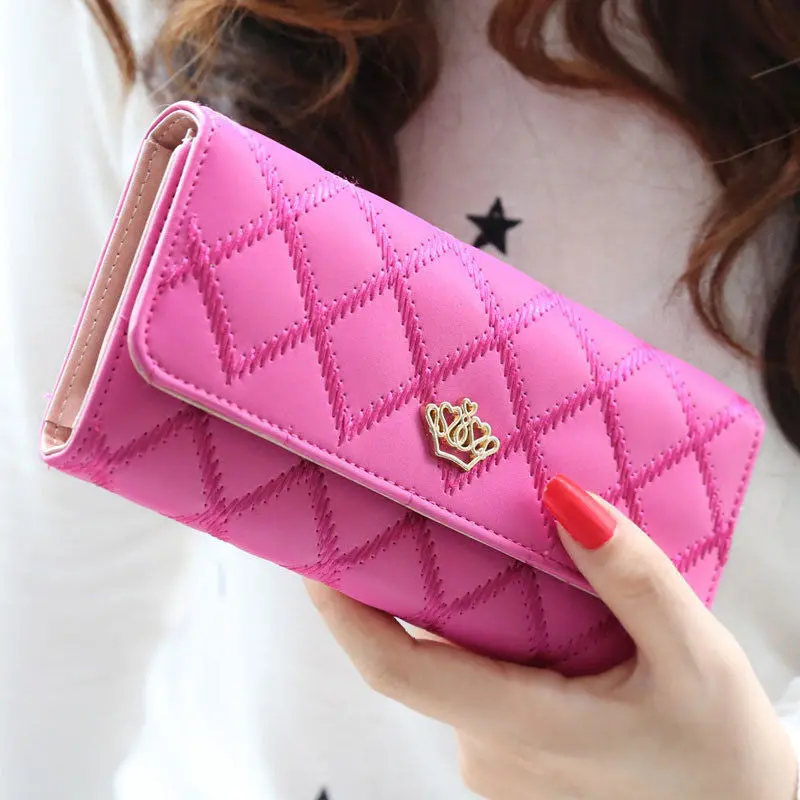 Fashion Lady Women Clutch Wallet Long Purse Quilted Leather Wallet Card Holder Handbag Bags Day Clutches 1