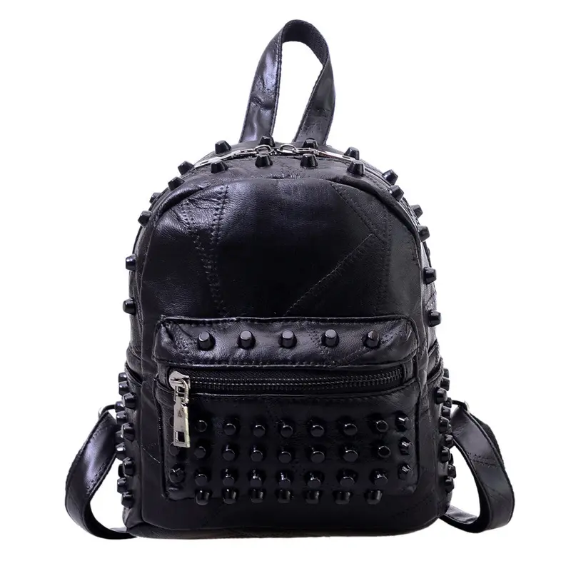 Fashion Leather Backpack Women Travel Satchel Shoulder Bag Rivet Backpack School Bag For Teenagers Mochila Feminina 1