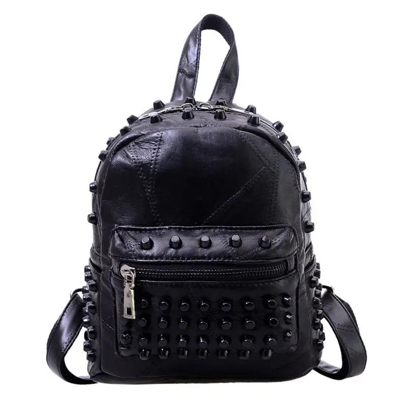 Fashion Leather Backpack Women Travel Satchel Shoulder Bag Rivet Backpack School Bag For Teenagers Mochila Feminina 2