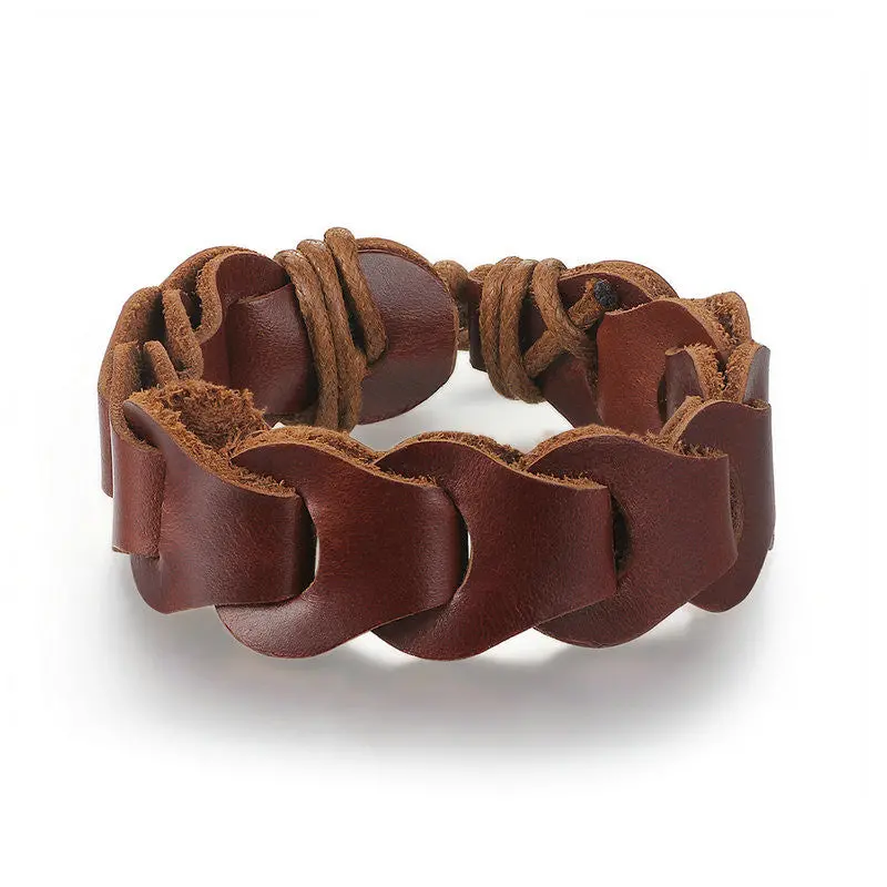 Fashion Leather Bracelet Adjustable Black Brown Unisex Bracelets 0334-1 1