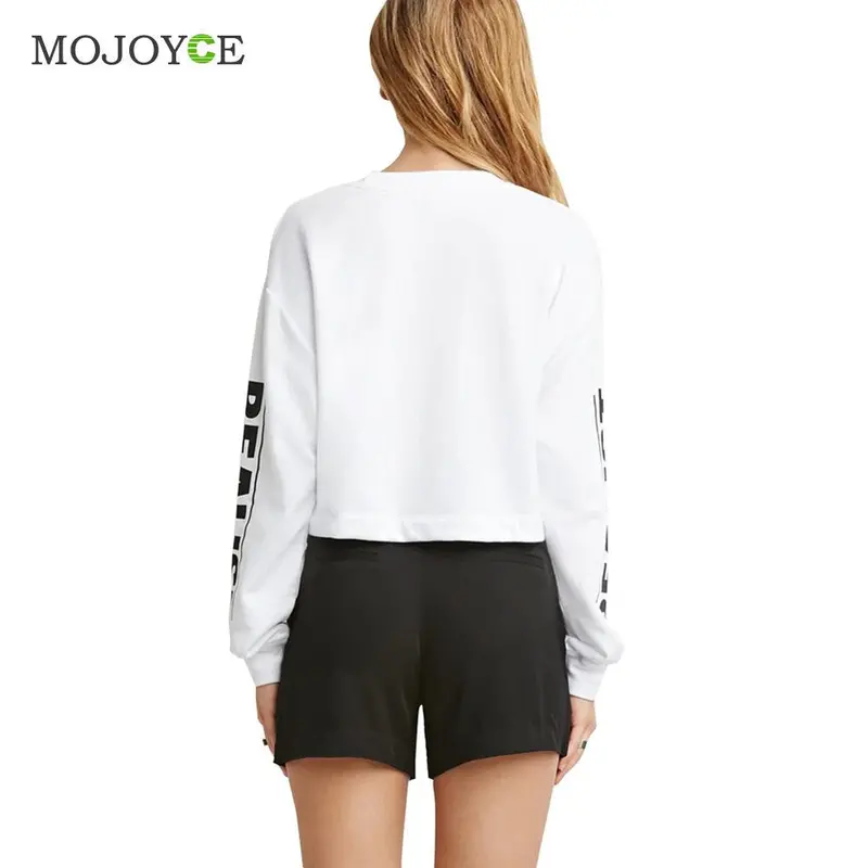 Fashion Letter Print Hoodie Women Sexy Knitted O Neck White Pullovers Hoodies Casual White Sweatershirt Women S,M,L,Xl 4