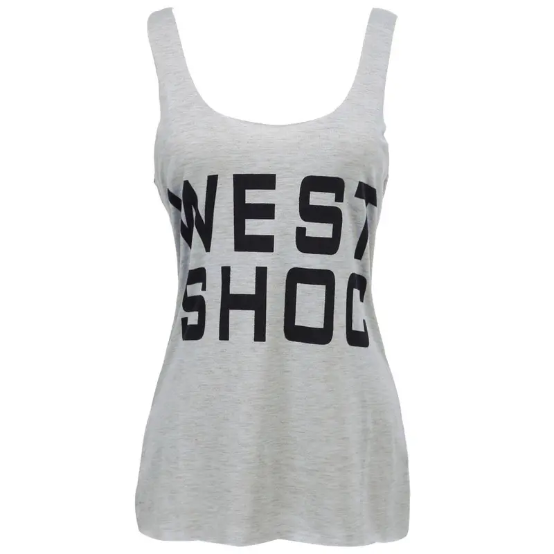 Fashion Letters Printed Crop Top Sleeveless O-Neck Leisure Top Vest Cotton Blend Cropped Blusa Tank Top 2