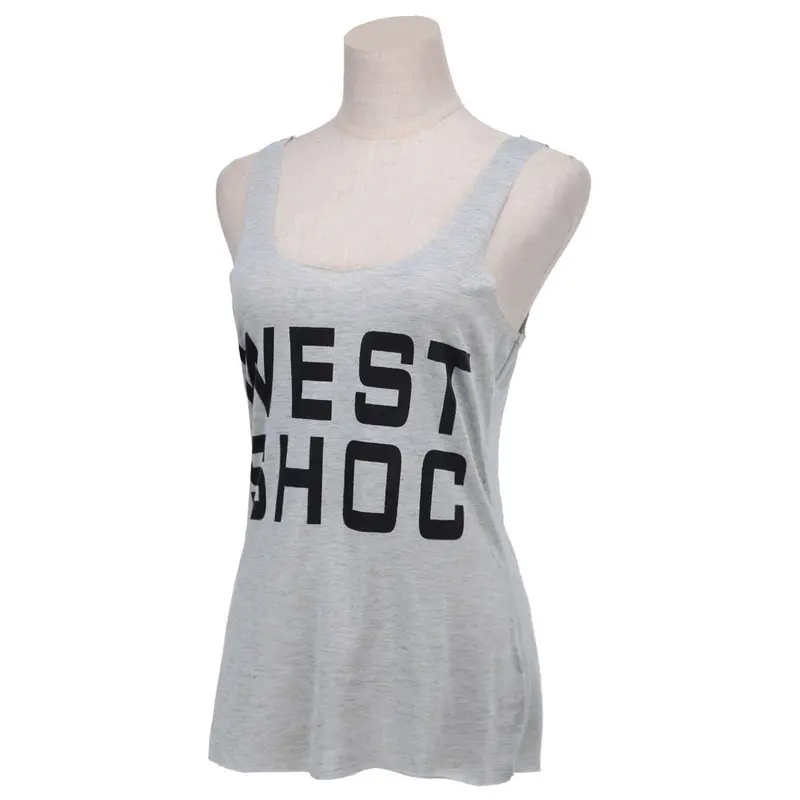 Fashion Letters Printed Crop Top Sleeveless O-Neck Leisure Top Vest Cotton Blend Cropped Blusa Tank Top 3