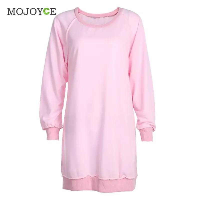 Fashion Long Sweatershirt Women Long Sleeve O Neck Hoodie Party Loose Pullovers Pink Hoodies Women M/L/Xl 1