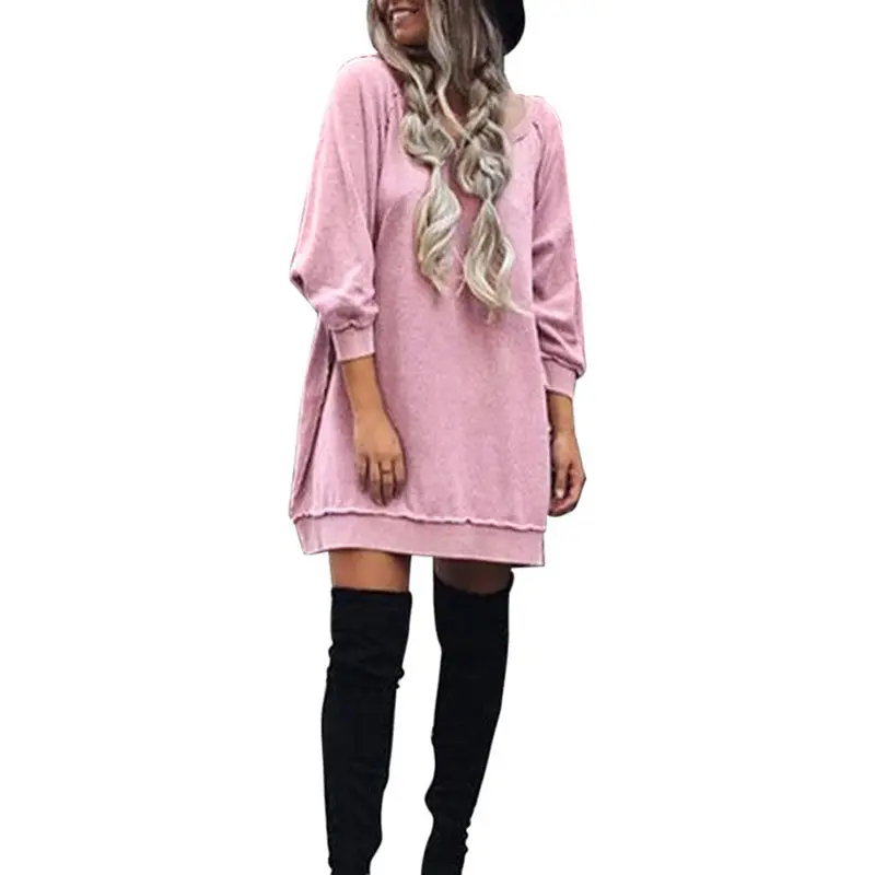 Fashion Long Sweatershirt Women Long Sleeve O Neck Hoodie Party Loose Pullovers Pink Hoodies Women M/L/Xl 4