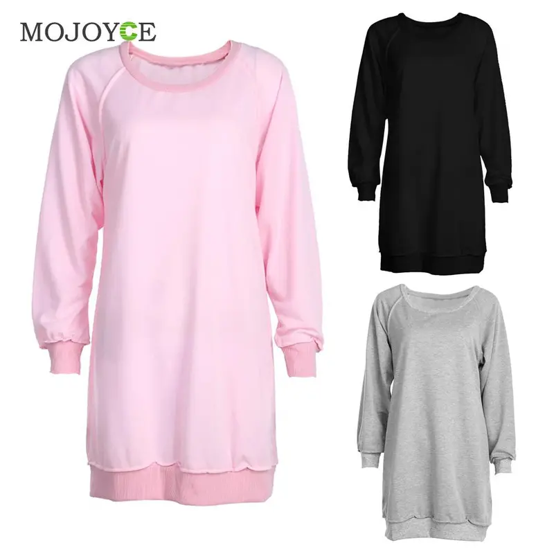 Fashion Long Sweatershirt Women Long Sleeve O Neck Hoodie Party Loose Pullovers Pink Hoodies Women M/L/Xl 5