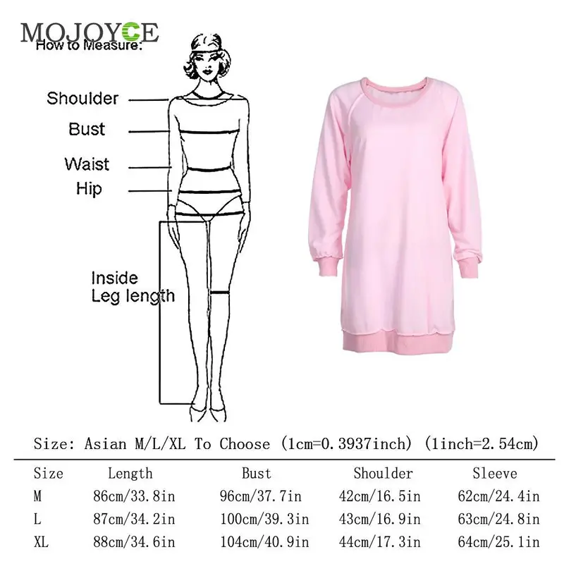 Fashion Long Sweatershirt Women Long Sleeve O Neck Hoodie Party Loose Pullovers Pink Hoodies Women M/L/Xl 9