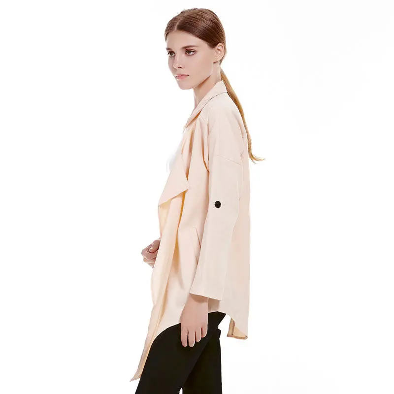 Fashion Long Women Coat Windbreaker Long Sleeve Lapel Thin Trench Coat For Women Outwear Collar Outwear Long Coat 4
