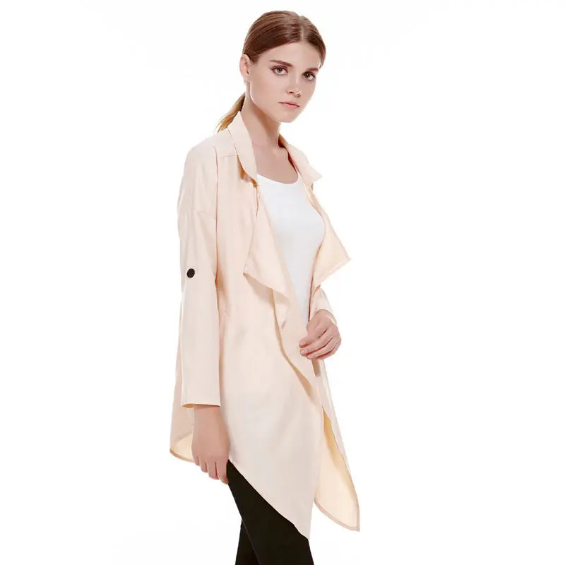 Fashion Long Women Coat Windbreaker Long Sleeve Lapel Thin Trench Coat For Women Outwear Collar Outwear Long Coat 5