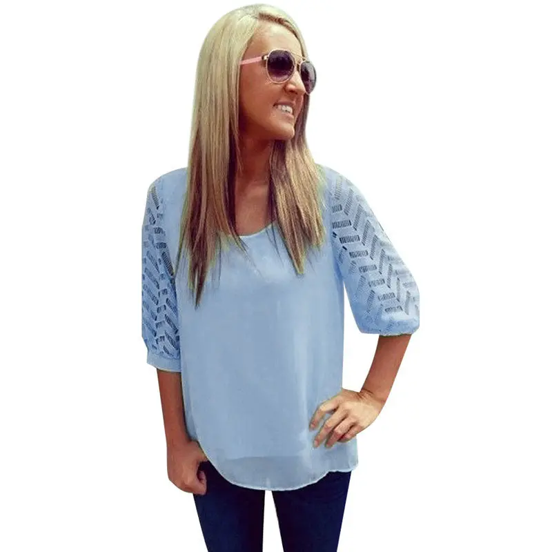Fashion Loose Chiffon Women Blouses Tops Half Sleeve Shirt Casual Blusas Shirt Women Candy Color Blusa Feminino Camisa Feminina 1