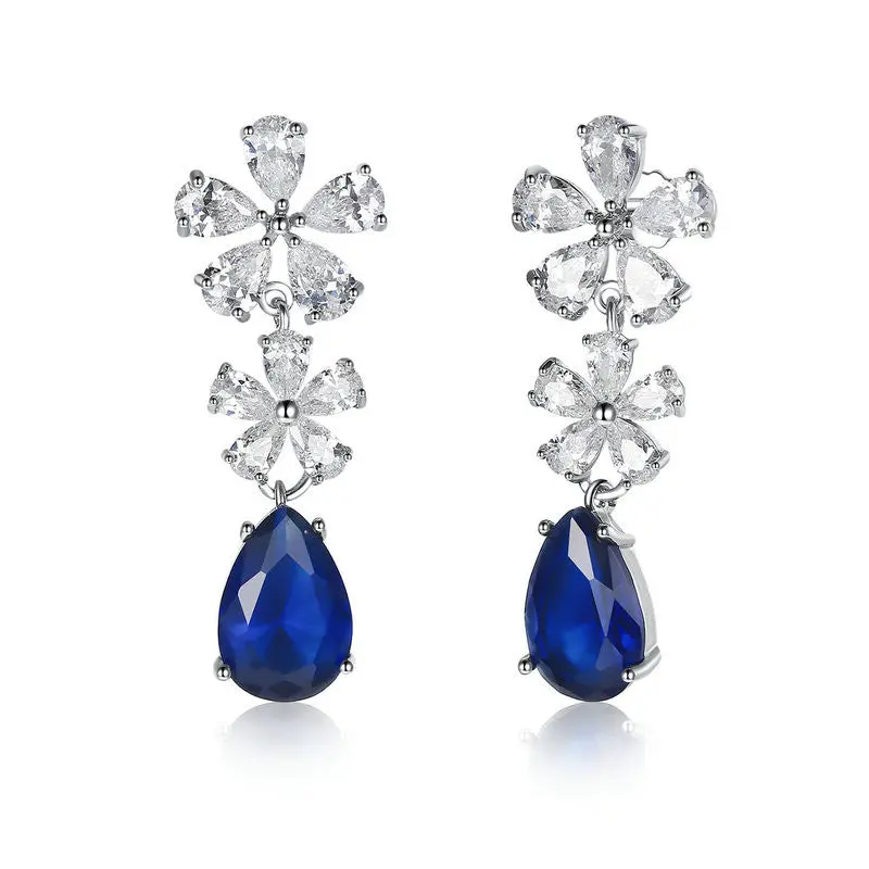 Fashion Luxury Blue Flower Drop Earrings For Earrings 1