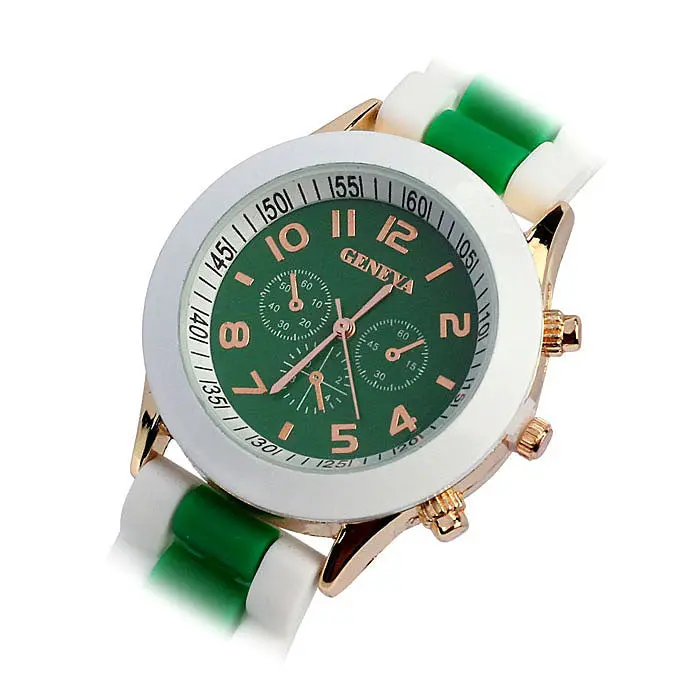 Fashion Luxurydouble Color Ssilicone Rubber Quartz Analog Sports Wrist Watch Gift 1