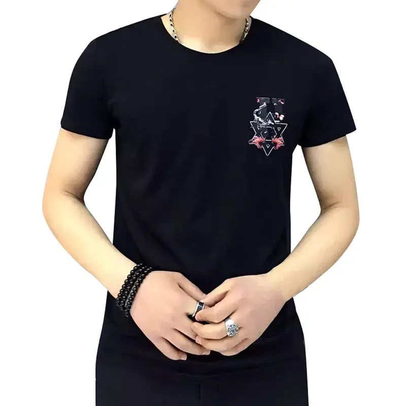 Fashion Men Casual Luxury Clothes Arder Comfort T-Shirts Short Sleeve Tax Stamp Round Collar Tops Blouse Homme Black White 1