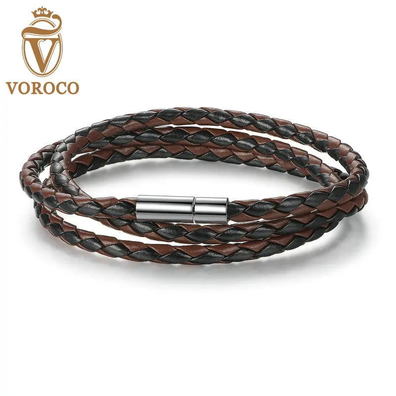 Fashion Men Leather Bracelet Trendy Bracelets With Magnet Clasp 1