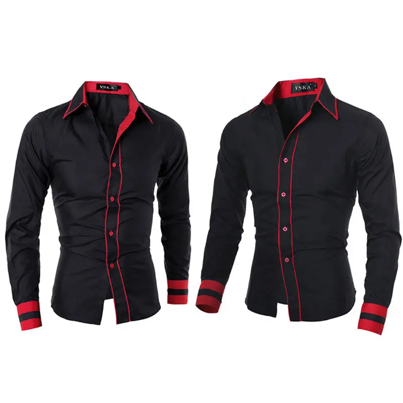 Fashion Men Luxury Casual Stylish Slim Fit Long Sleeve Casual Dress Shirts Long Sleeves Cotton Shirts 4