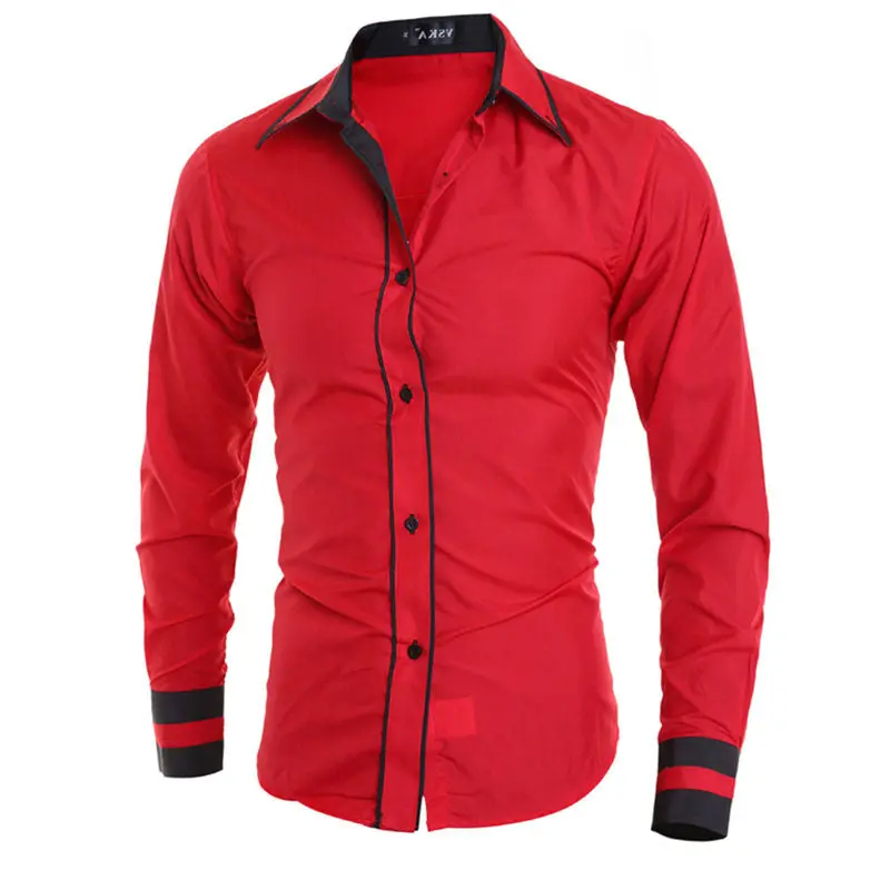 Fashion Men Luxury Casual Stylish Slim Fit Long Sleeve Casual Dress Shirts Long Sleeves Cotton Shirts 4
