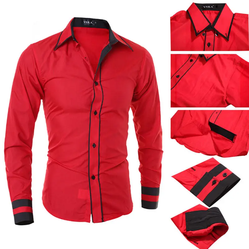 Fashion Men Luxury Casual Stylish Slim Fit Long Sleeve Casual Dress Shirts Long Sleeves Cotton Shirts 6