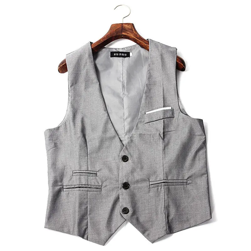 Fashion Men Slim V-Neck Fit Formal Casual Dress Suit Waistcoat 1