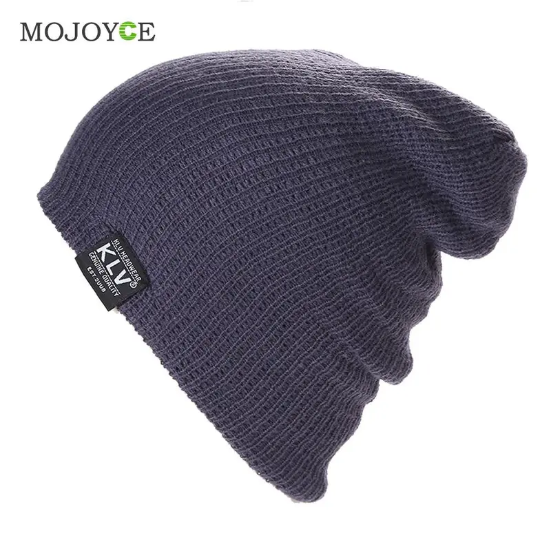 Fashion Men Slouch Slouchy Beanie Knit Skull Snowboard Cap Unisex Knitted Hats Soft Beanie Gorro Cap 2