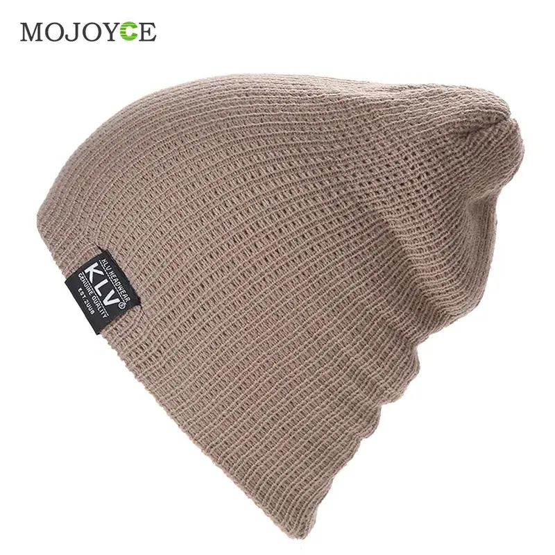 Fashion Men Slouch Slouchy Beanie Knit Skull Snowboard Cap Unisex Knitted Hats Soft Beanie Gorro Cap 4