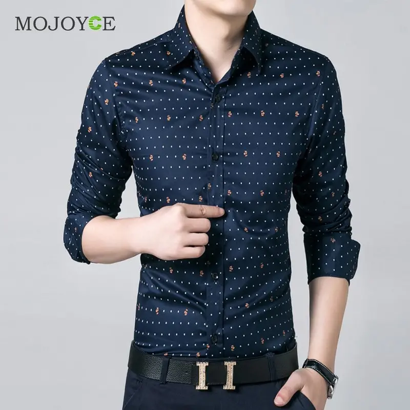 Fashion Mens Luxury Business Dress Shirt Slim Fit Long Sleeve Casual Male Shirt Cotton Dress Shirt Plus Size Work Wear 2