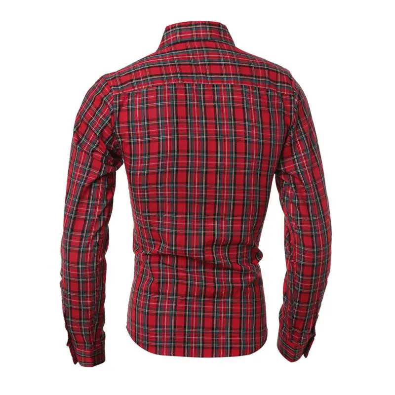 Fashion Mens Luxury Casual Slim Fit Dress Shirts Long Sleeve Plaid Shirt Long Sleeves Cotton Shirts 3