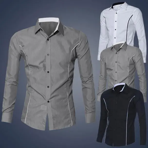 Fashion Mens Luxury Long Sleeve Casual Slim Fit Stylish Dress Shirts Shirt Tops Tees 1