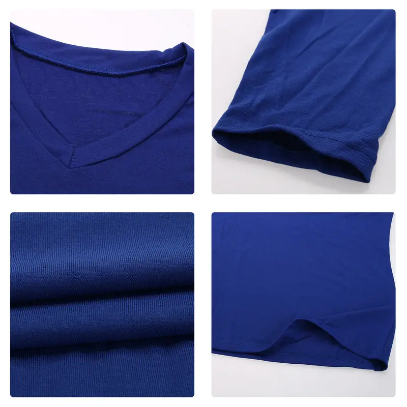 Fashion Men's Slim Fit Cotton T Shirts V-Neck Long Sleeve T-Shirt Tops Letter Print Tee Shirt Casual Men Tops Men Clothing 10