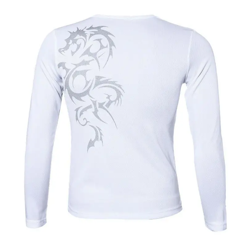 Fashion Mens Slim Fit Round Neck Long Sleeve Tattoo Print Casual T-Shirt 7
