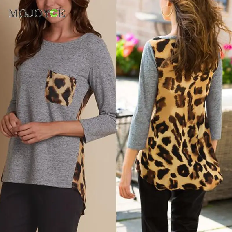 Fashion New Leopard Printed Women Tops Long Sleeve T Shirt Women Female Tee Shirt Tops Blusa Camisas Femininas 3