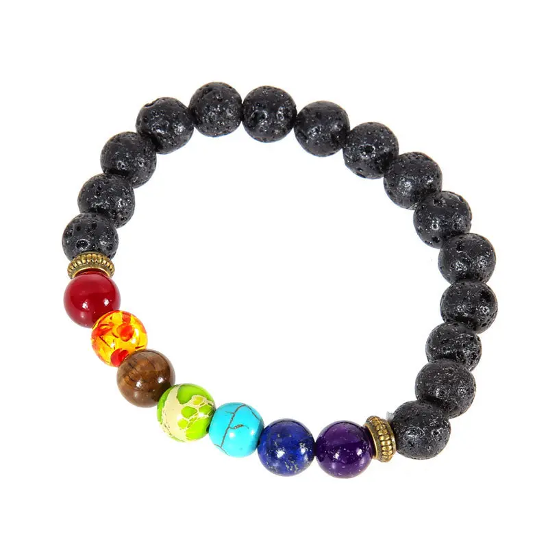 Fashion New Multicolor Lava Rock Beads String Stretchy Bracelet Unisex Beaded Bracelet Bangle 1