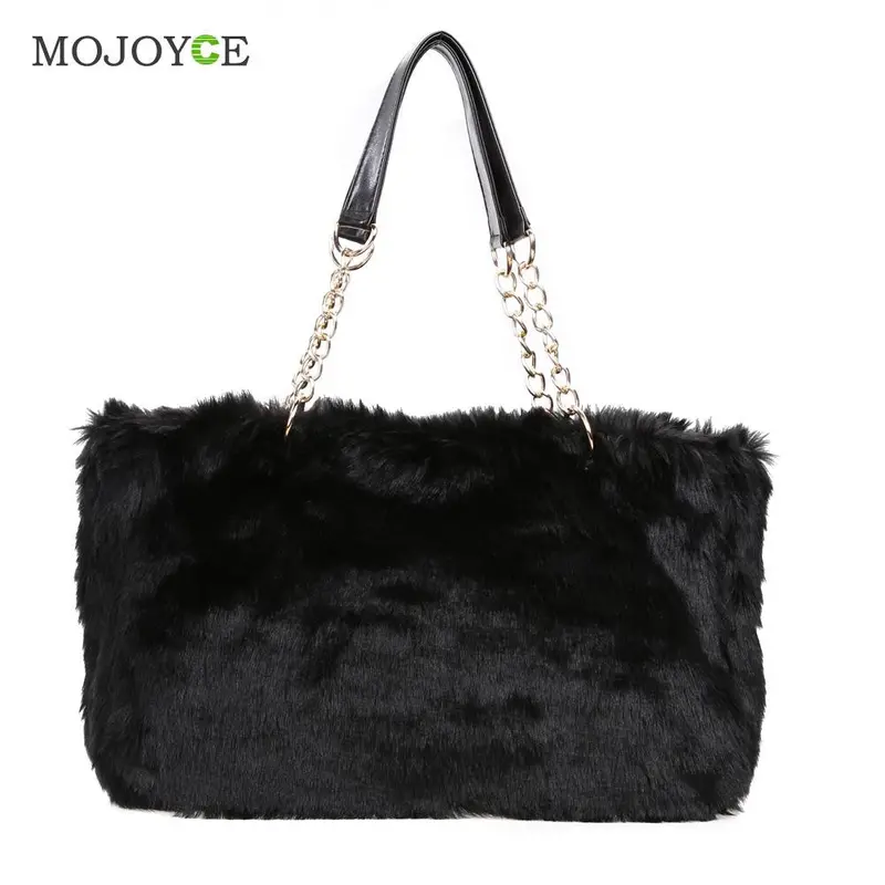 Fashion New Plush Women Bag Fur Chain Handbag Ladies Shoulder Bag Larger Capacity Female Tote Clutch Bolsa Feminina 3