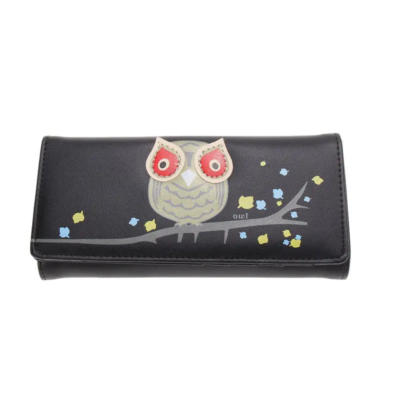Fashion Owl Wallet Pu Leather Purse Holder Long Cartoon Purses Lovely Women Wallets 1