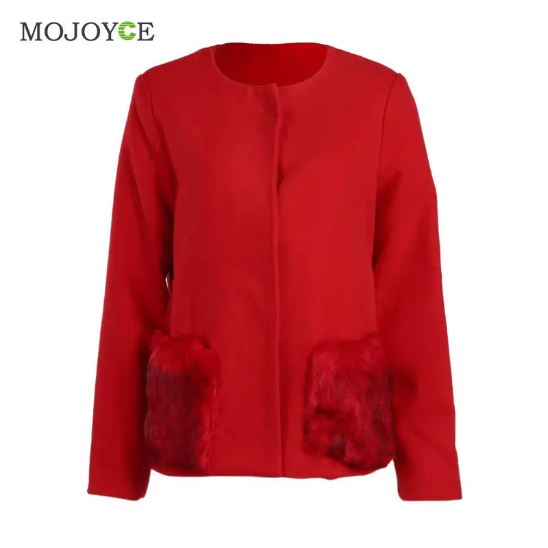 Fashion Parka Long Sleeve Coat Women Overcoat Double-Faced Woolen Wool Coat Wnter Jacket Women Fur Pocket Decorative 1