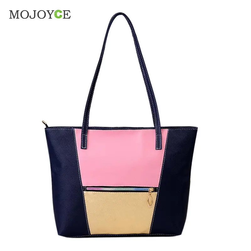 Fashion Patchworking Pu Women Bag Shoulder Tote Big Bags Handbagswomen Leather Handbags Women Famous Brands Bolsa Feminina 1