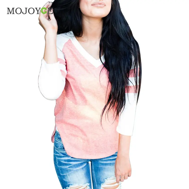 Fashion Pink Slit T Shirt Women Loose Long Sleeve Women Tops Plus Size Blusa Camisas Femininas Camisetas Mujer 1