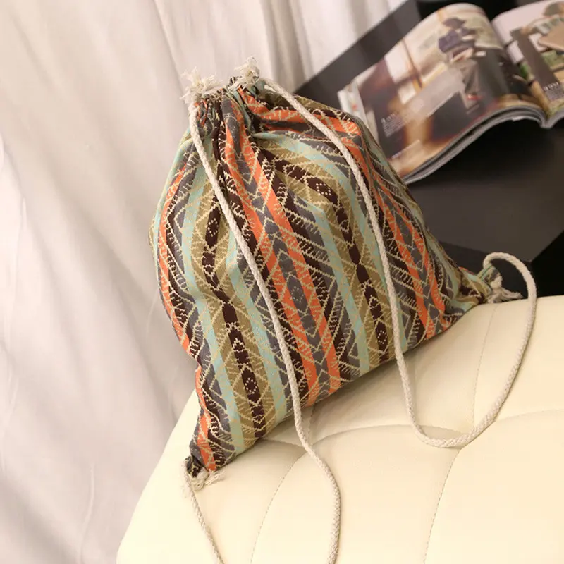 Fashion Printing Canvas Drawstring Backpack Vintage College Students School Bagpack Girls Mochila Feminina Bag 2