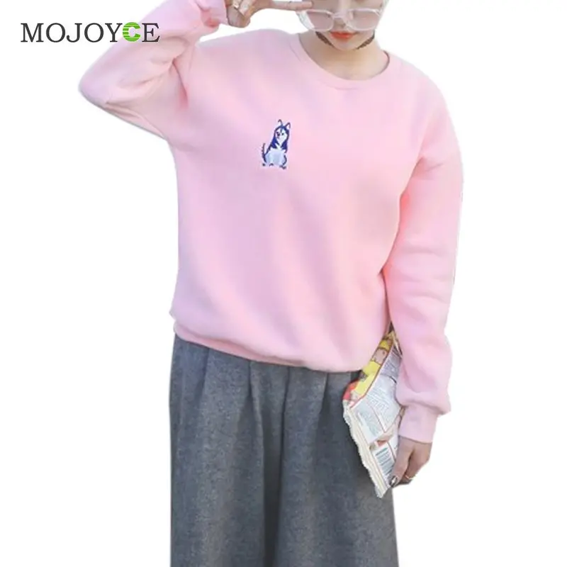 Fashion Pullover Hoodies Women Loose Stitching Puppies Kawaii Sweatershirt Hoodies Pink Sweatshirt Women 5