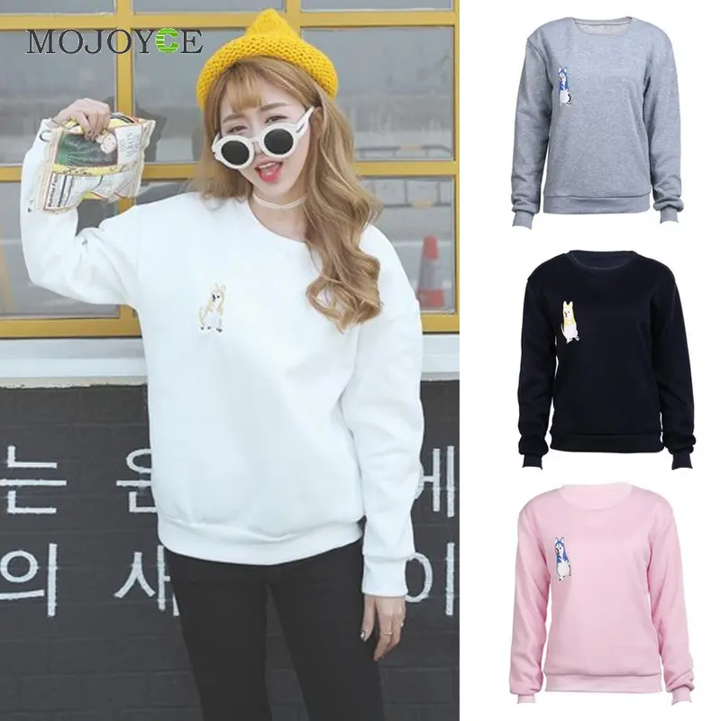 Fashion Pullover Hoodies Women Loose Stitching Puppies Kawaii Sweatershirt Hoodies Pink Sweatshirt Women 6
