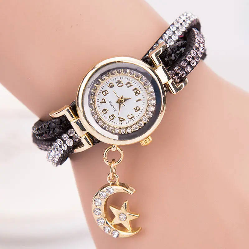 Fashion Relogio Feminino Women Quartz-Watch Crystal Band Wave Bracelet Dial Quartz Analog Wrap Wrist Watch 10