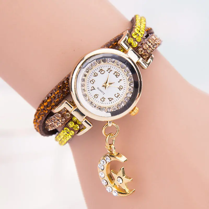 Fashion Relogio Feminino Women Quartz-Watch Crystal Band Wave Bracelet Dial Quartz Analog Wrap Wrist Watch 2