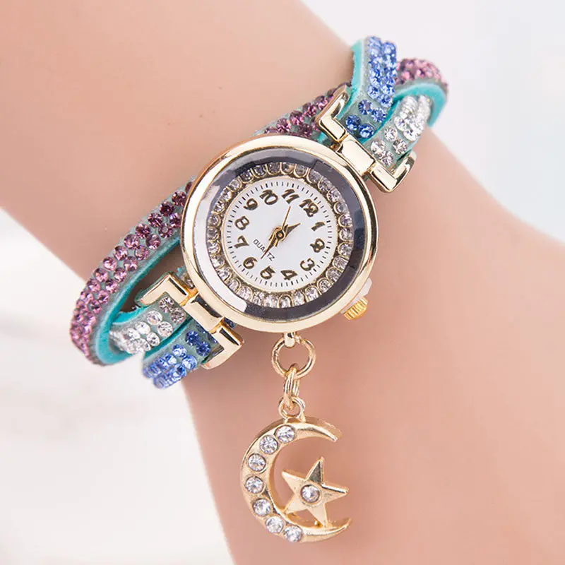 Fashion Relogio Feminino Women Quartz-Watch Crystal Band Wave Bracelet Dial Quartz Analog Wrap Wrist Watch 3