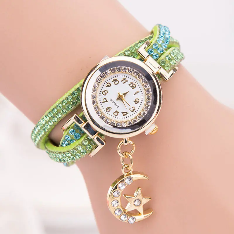 Fashion Relogio Feminino Women Quartz-Watch Crystal Band Wave Bracelet Dial Quartz Analog Wrap Wrist Watch 5