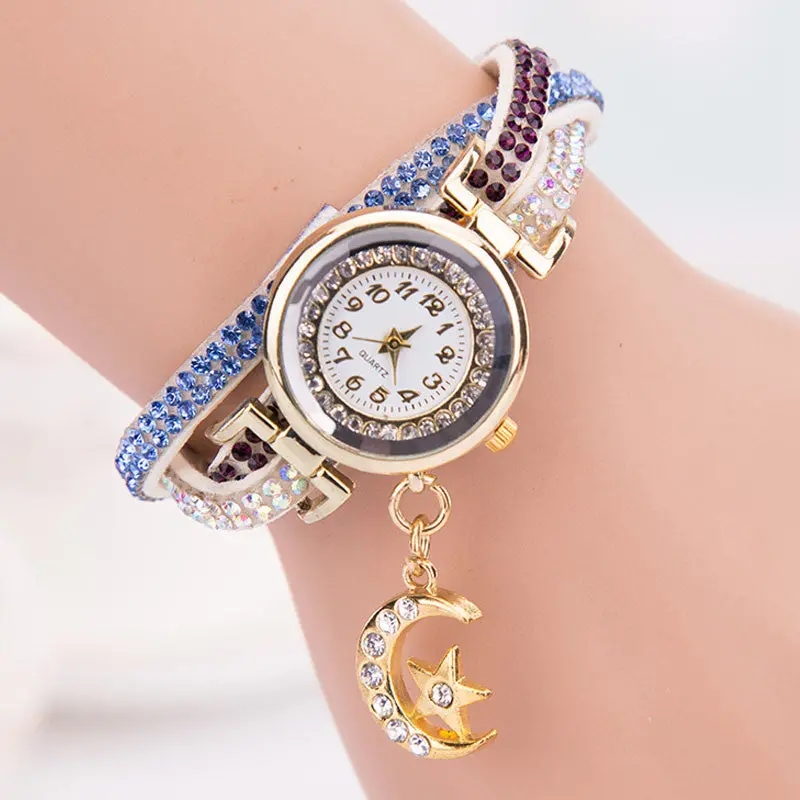 Fashion Relogio Feminino Women Quartz-Watch Crystal Band Wave Bracelet Dial Quartz Analog Wrap Wrist Watch 7