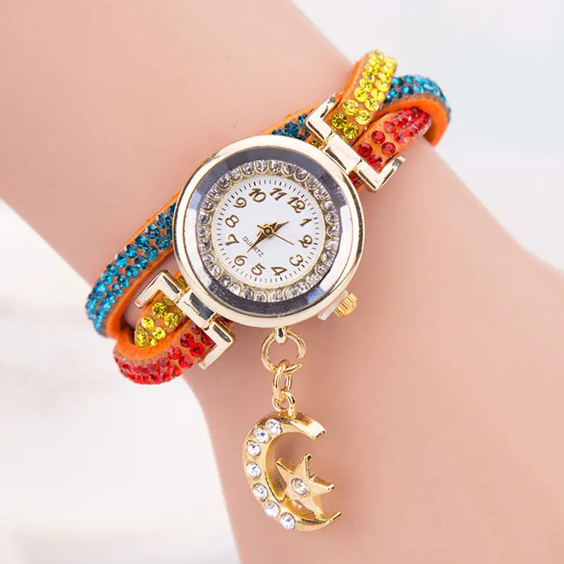 Fashion Relogio Feminino Women Quartz-Watch Crystal Band Wave Bracelet Dial Quartz Analog Wrap Wrist Watch 8