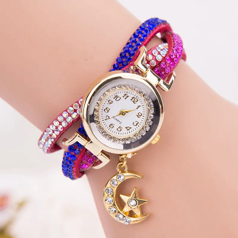 Fashion Relogio Feminino Women Quartz-Watch Crystal Band Wave Bracelet Dial Quartz Analog Wrap Wrist Watch 9