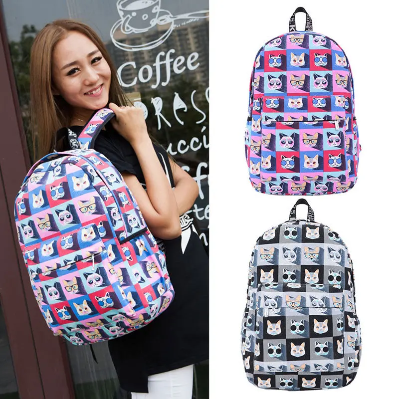 Fashion Retro Unisex Printing Graffiti Backpack College Wind Many Cat Backpack School Bags Cat Backpack Mochila Feminina 2